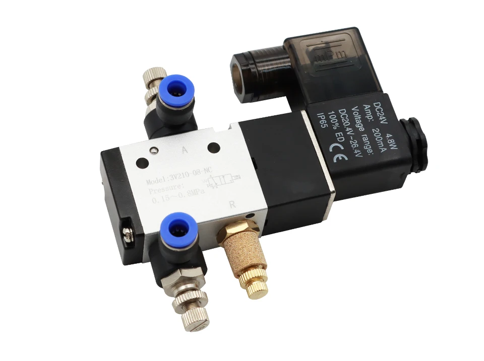 صمام لولبي 3 Way Port 2 Position 3V210-08 Pneumatic Air Solenoid Valve Electric Control Gas Magnetic Valve DC12V DC24V AC110V AC220 الغاز والوقود — تفصيل 3