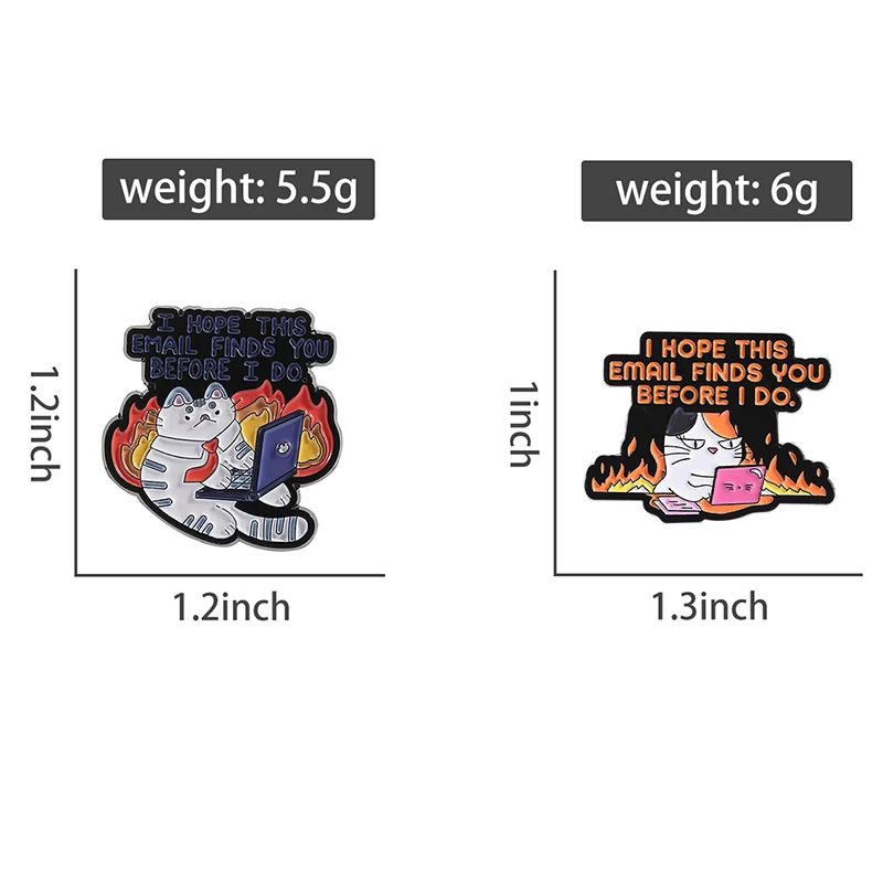 Śliczny wściekły kot Emaliowane szpilki Nadziej, że to e-mail cię znajdzie przed tym, co zrobię Broszka Naszywki na klapę Biżuteria z kreskówek Prezenty dla przyjaciół biurowych