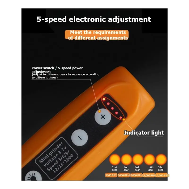ABAE-Geevorks Cordless Rotary Tool - 5-Speed USB Mini Grinder For Polishing, Sanding & Engraving - Handheld Drill For Metal