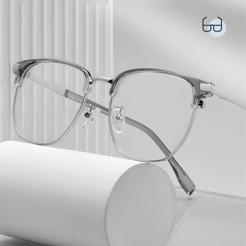 80523 High Quality Retro Large Frame Reading Glasses for Men's Computer Anti Blue Light Professional customiz Presbyopia Glasses