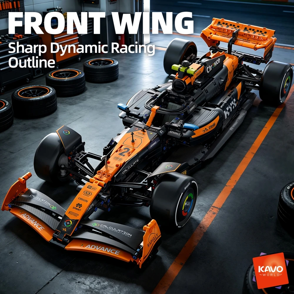 KAVOWORLD 1:8 Scale City Speed F1 Racing Car Puzzle Building Blocks MOC Technic Supercar Model Orange Formula Racer DIY Assembly Bricks High-Tech Vehicle Adult Collectible Home Decoration Educational STEM Construction Toy Christmas New Year Birthday Gifts
