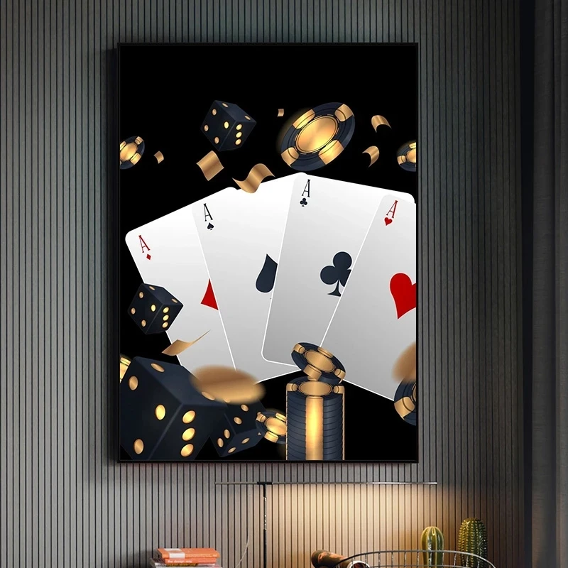 Casino Royale Gambling Wall Art Pictures Card Game Gambling Canvas Cartoon Posters and Prints Casino Bar Club Wall Decoration