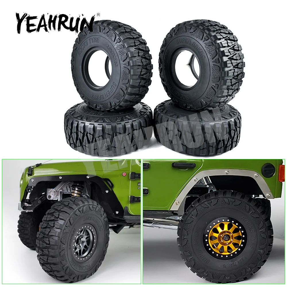 YEAHRUN 2.9 inch 180*70mm Beadlock Rubber Wheel Tires for Axial SCX6 AXI05000 Wrangler AXI05001 Trail Honcho 1/6 RC Car Parts