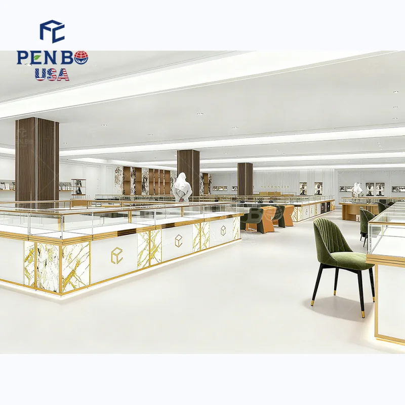 custom.Ultra-Bright Led Backlit Tempered Glass Round Jewelry Display Counter White Style Exclusive Display Cabinets Jeweller