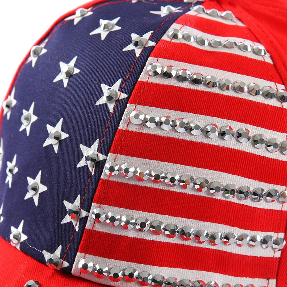 

Fourth of July Hat Womens Usa Flag Memorial Day Parade Baseball Cap for Rhinestone Hats Everyday Wear