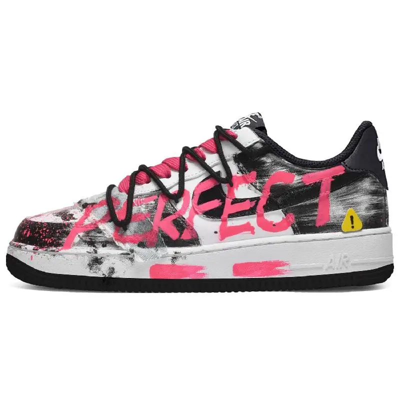 

[Невероятные черно-белые розы Perfectionist для мужчин и женщин] Nike Air Force 1, Low CUS ID Perfectionism Low-Top Skateboa