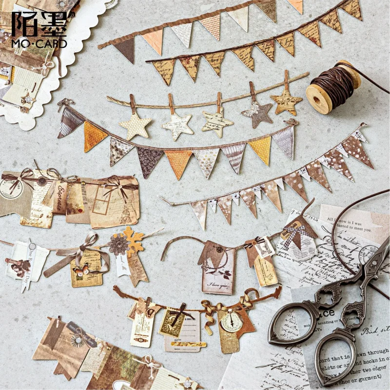 1 Packung/10 Stück Vintage Kraftpapier Ausgestanzte Lange Hartkarton-Aufkleber DIY Handgemachtes Album Scrapbooking Dekorative Zubehörteile