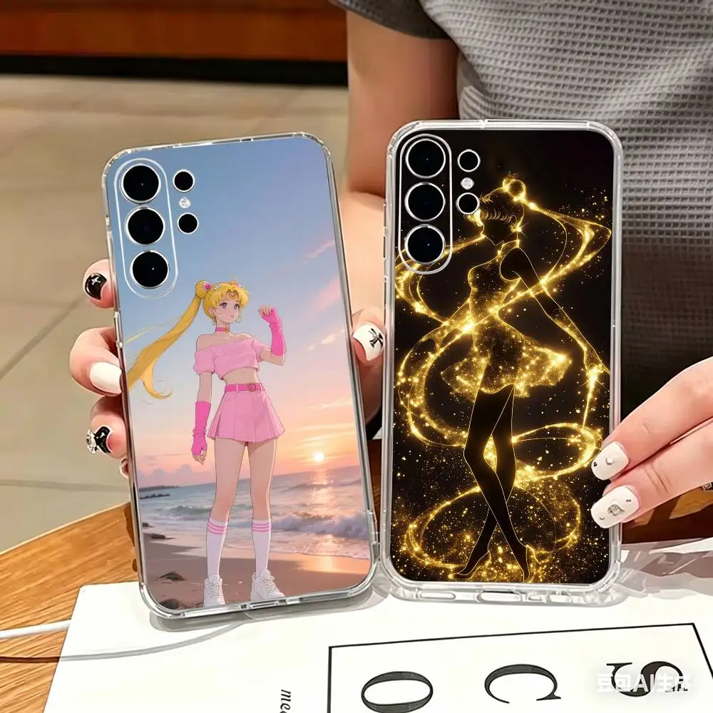 Usagi Tsukino  Sailor Moon Clear Hard Phone Case For Samsung S25,24,23,22,21,10,9,Ultra,Plus,Lite Transparent Cover