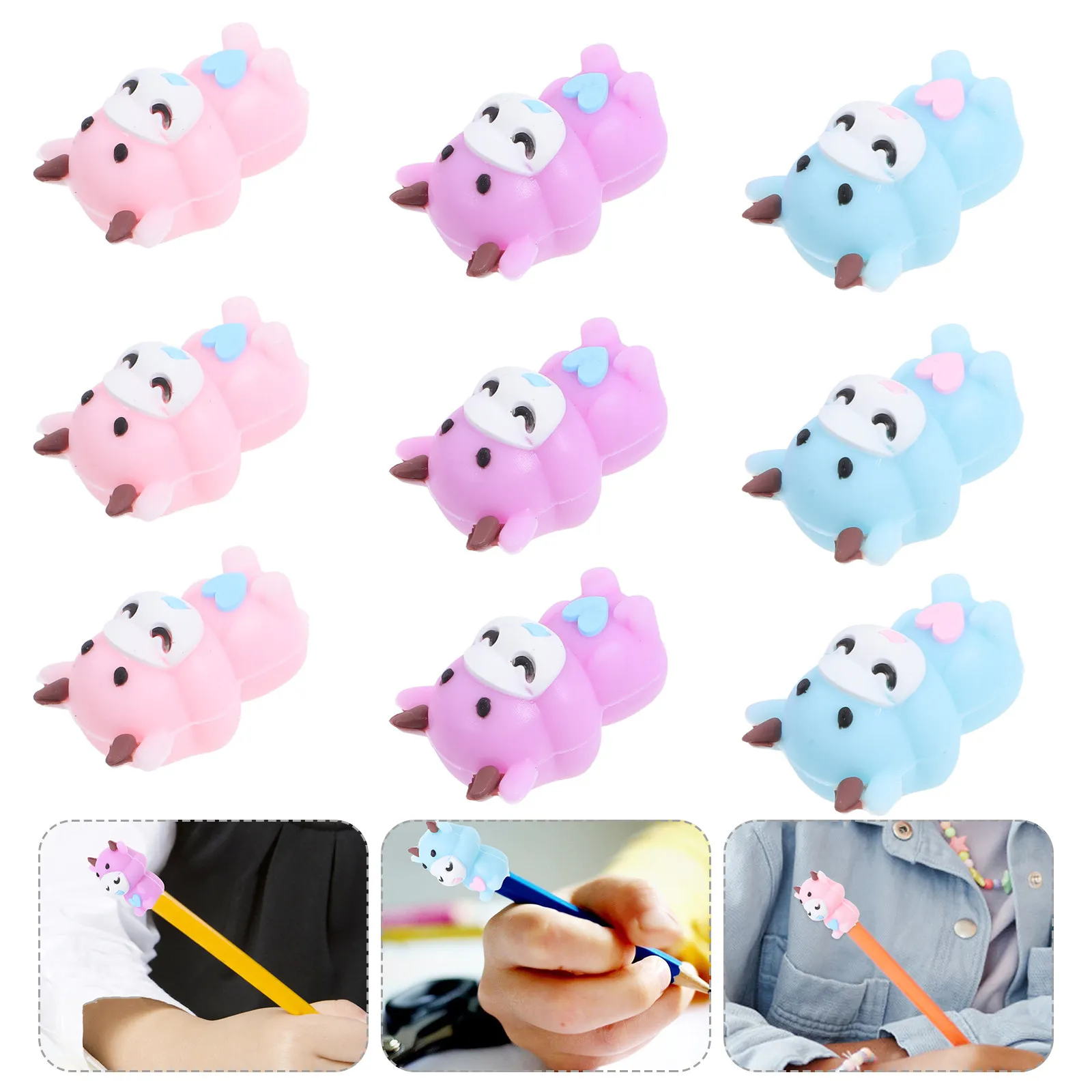 

12Pcs Adorable Cartoon Animal Pencil Extenders Silicone Caps Flexible Pencil Hats Protection Covers for Artists