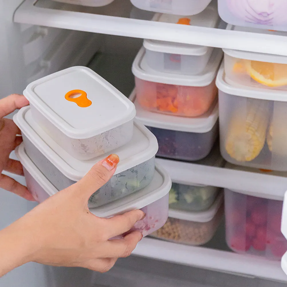 

3 Pcs Cooked Food Container Crisper Set Containers with Lids Microwavable Lunch Box Plastic Pp Fridge Organizers Baby