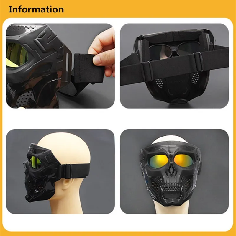 Halloween Cycling Mask Motorcycle Skull Skeleton Mask Windproof Full Face Mask Paintball Game Tactical Protection Helmet Mask