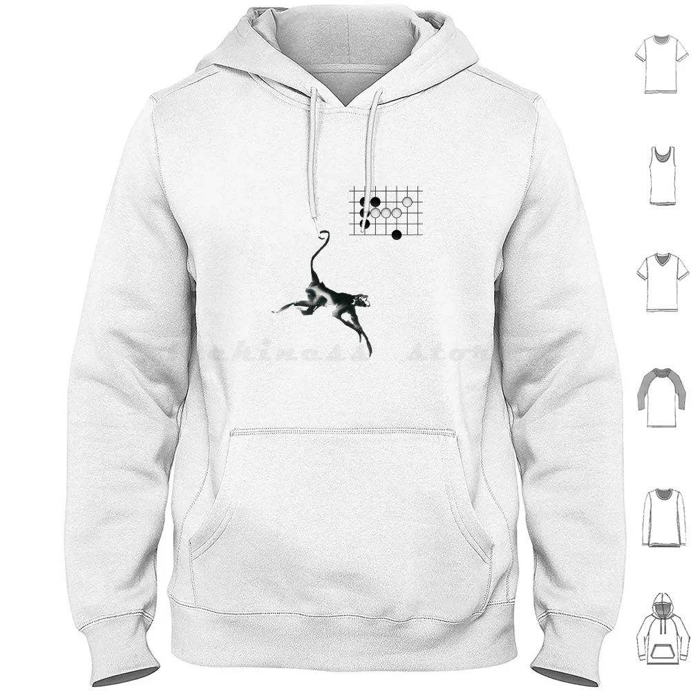 Monkey Jump-Weiqi Go Baduk Board Game Hoodies Long Sleeve Go Weiqi Baduk Board Game Monkey Japan Korean Japanese Korea