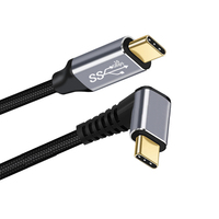 10Gbps 100W Data Cable for Laptop & Phone USB3.1 USB-C Type-C Male to Male 90 Degree Up Down Angled to Straight