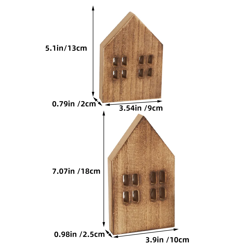 2pcs Wood Slice Mini House Desktop House Decor Indoor Wooden Crafts Party Supplies mini house decor festival scene decor