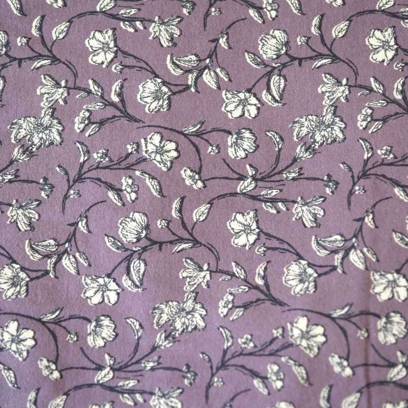 Purple Brushed Cotton Printed Fabric Handmade DIY Clothing Sewing Material