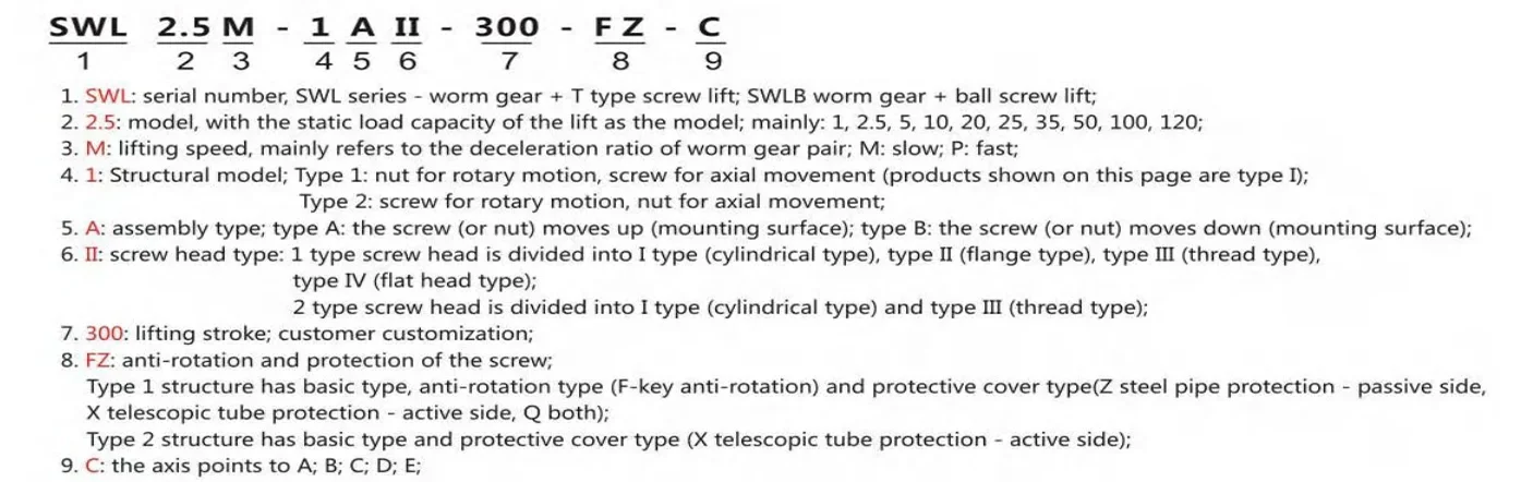 SWL2.5T Keyhole Worm -bolt Lifter worm gear screw jack mechanical screw jack for Food packaging
