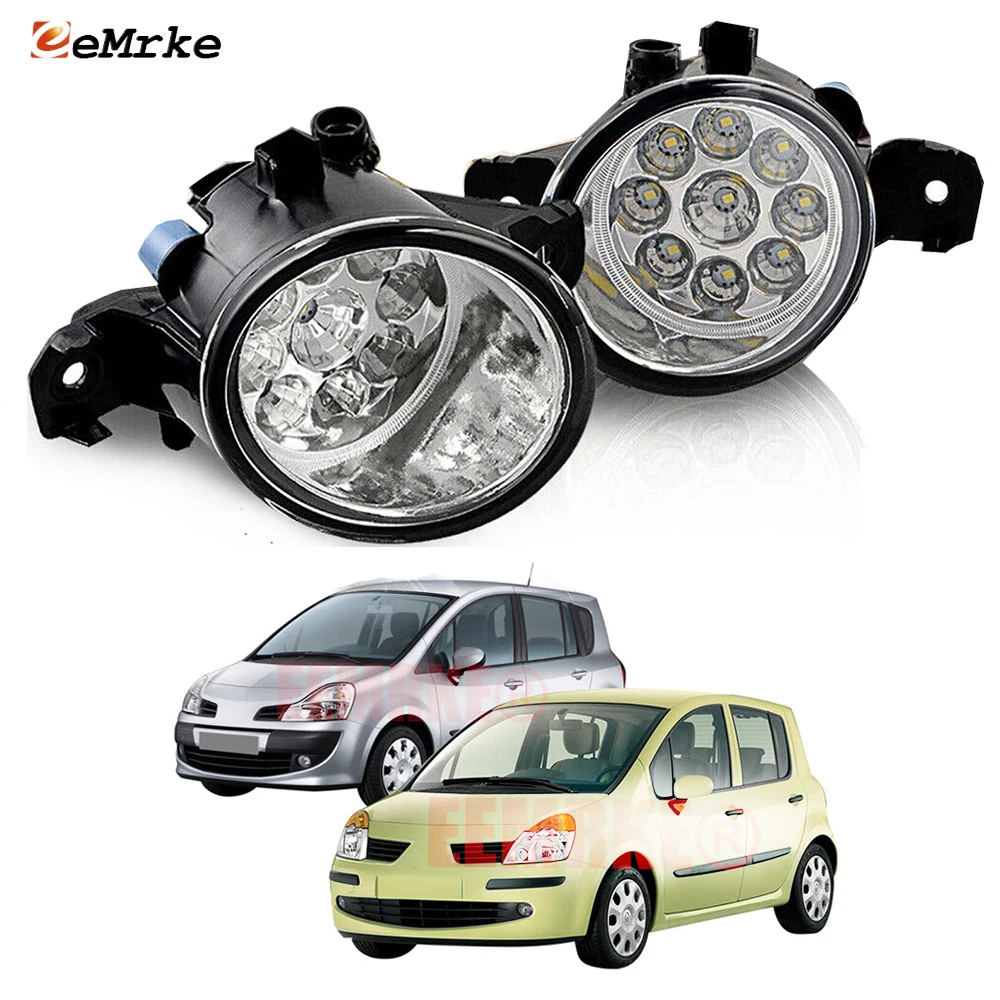 Upgrade Led Fog Lights Assembly for Renault Grand Modus, Modus 2004-2019 Car PTF Lamp DRL Front Bumper Daytime Running Light