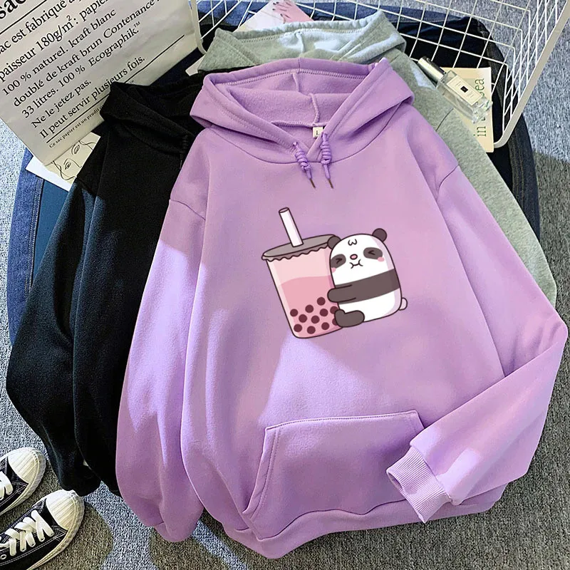 

Kawaii Babo Panda Hoodie Women Cotton Cute Sweatshirt Hoodie Female Aesthetic Printing Cartoon Unisex Loose Tops Clothes