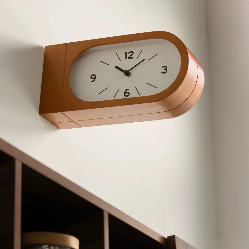 European Simple Wall Clocks Solid Wood Double-sided Wall Clock Home Living Room Silent Quartz Clocks Indoor Wall Decoration