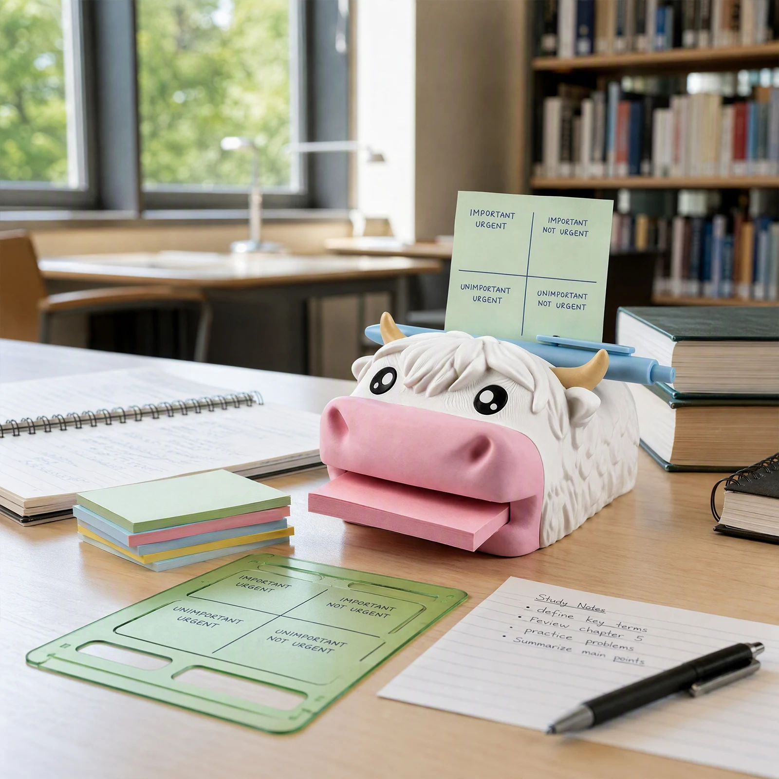 Animal Sticky Note Holder Frog Hippo Scottish Scotland Celtic Cow Desk Organizer with Pen Holder