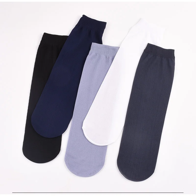 10pairs Breathable Socks for Men Summer Ultra-thin Stripe Ice Silk Cool Socks Antibacterial Business Men Bamboo Fiber Long Socks