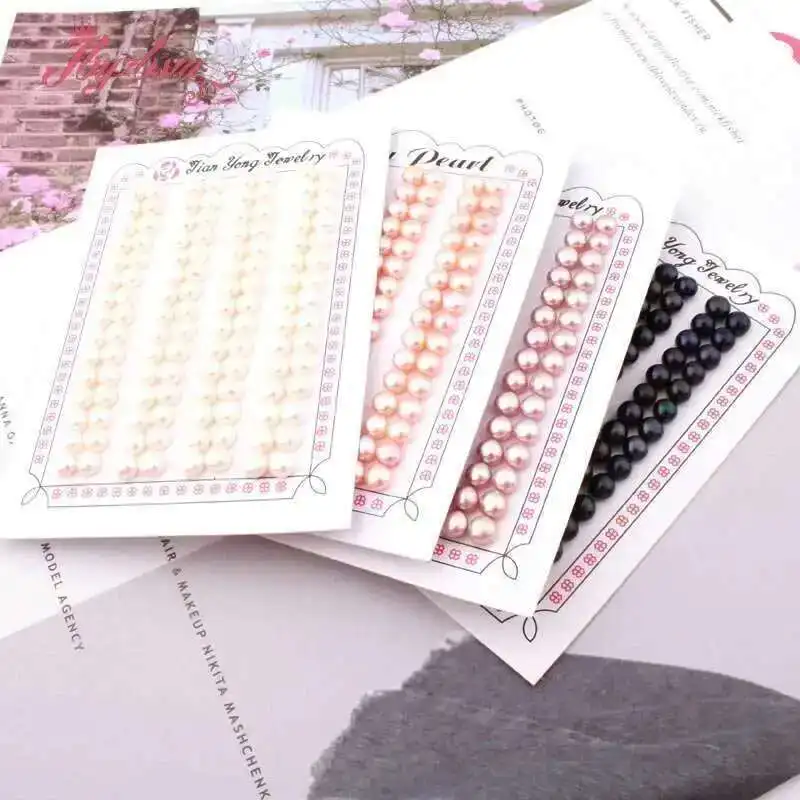 

5mm Natural Freshwater Pearl Half Drilling Button Stone Beads For Jewelry Making DIY Earring Beads Fashion 5 Pair (10pcs)