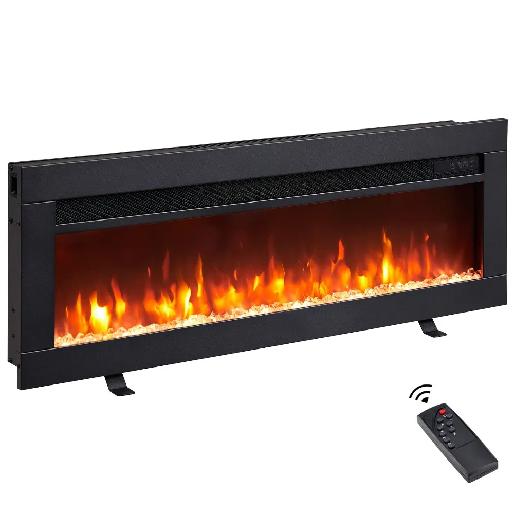 

36 inch Electric Fireplace, Wall Mounted and Recessed Fireplace Heater, 9 Colors Flame Effect, 750W/1500W, Remote Control