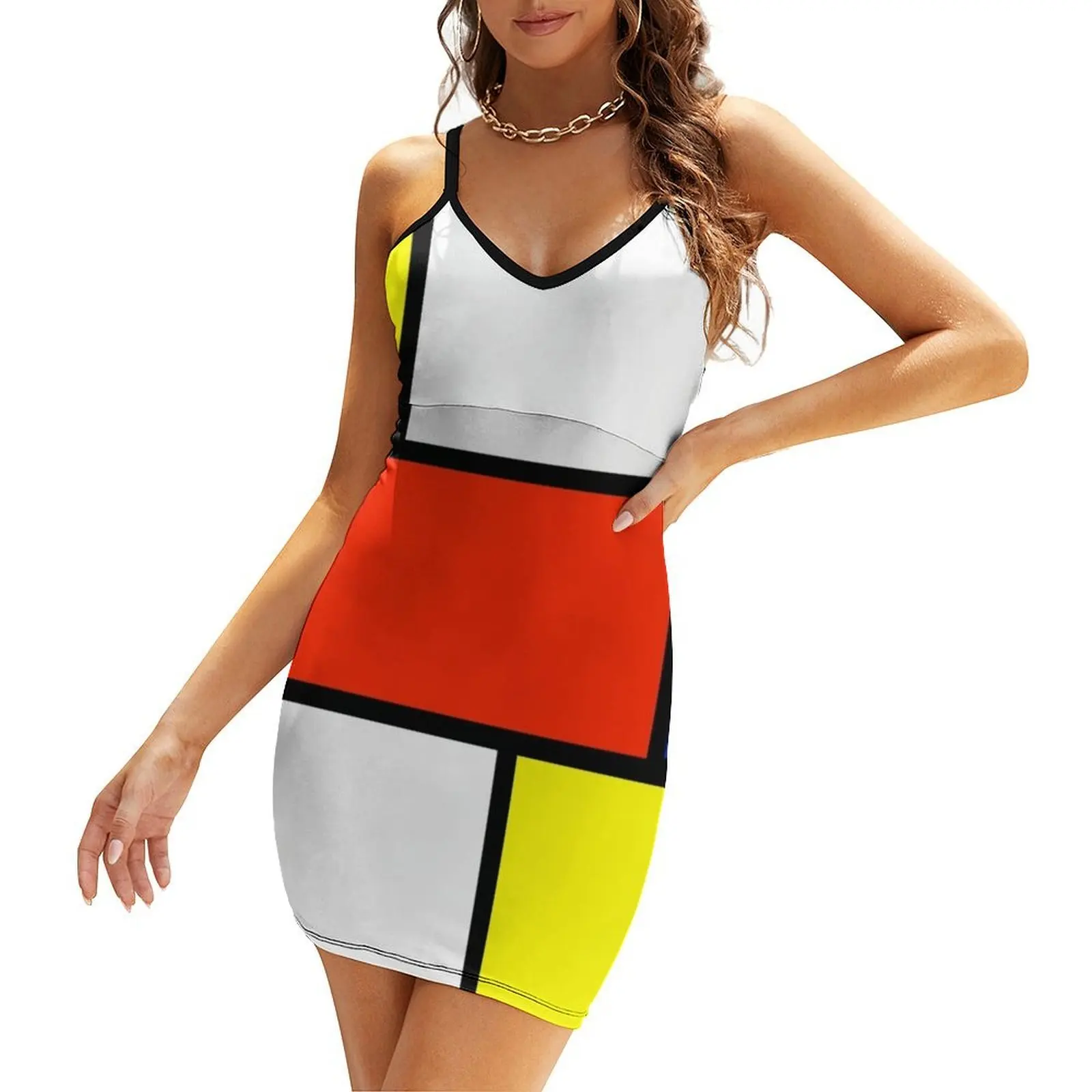 

Mondrian Art Style Sling Dress clothes for woman elegant women's dresses for wedding dress women summer 2025 dresses for prom