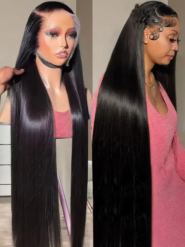 40 46 Inch Lace Front Human Hair Wigs Pre Plucked 13x4 13x6 Transparent Bone Straight Lace Wig Brazilian Frontal Wigs For Women image 4