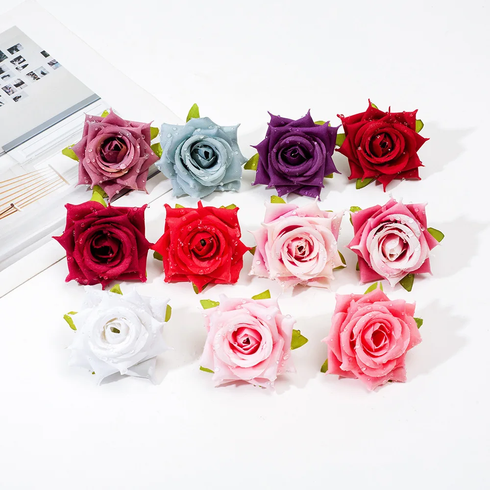 

10pcs Artificial Flowers Head Fake Rose Flower Baked Rose Vintage Simulation Shooting Props Home Wedding Floral Decorations