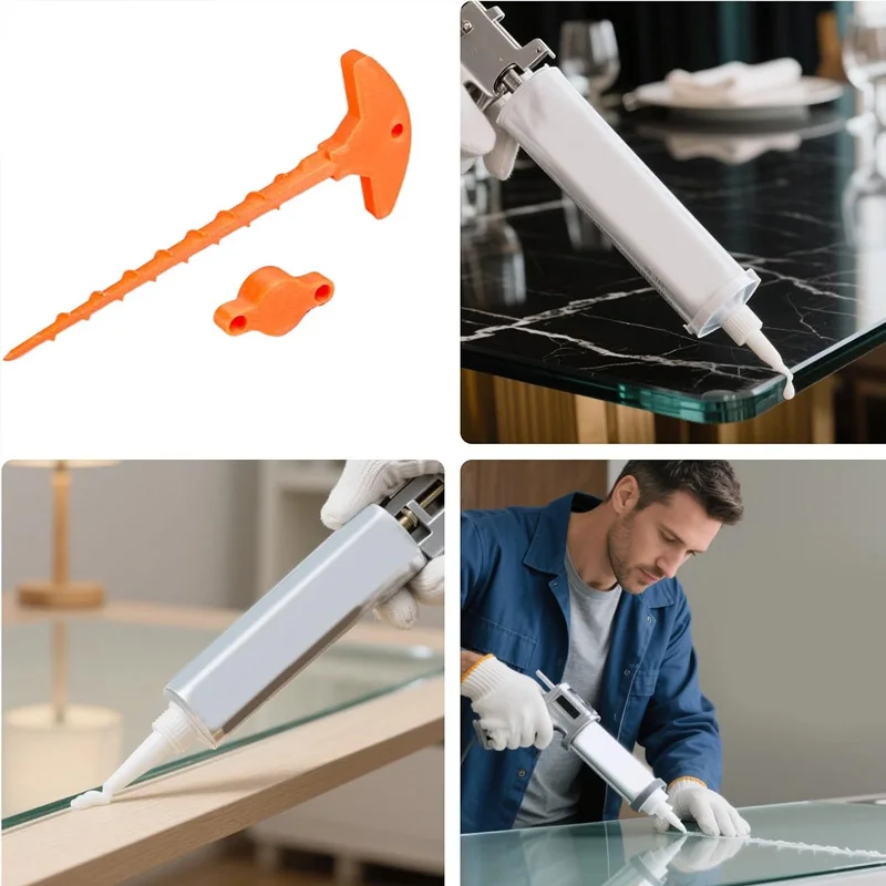 2pcs Sealant Nozzle Cleaner & Cap - Prevents Drying for Glass Caulk Tubes, Fits Standard Sizes, Handy DIY Tool