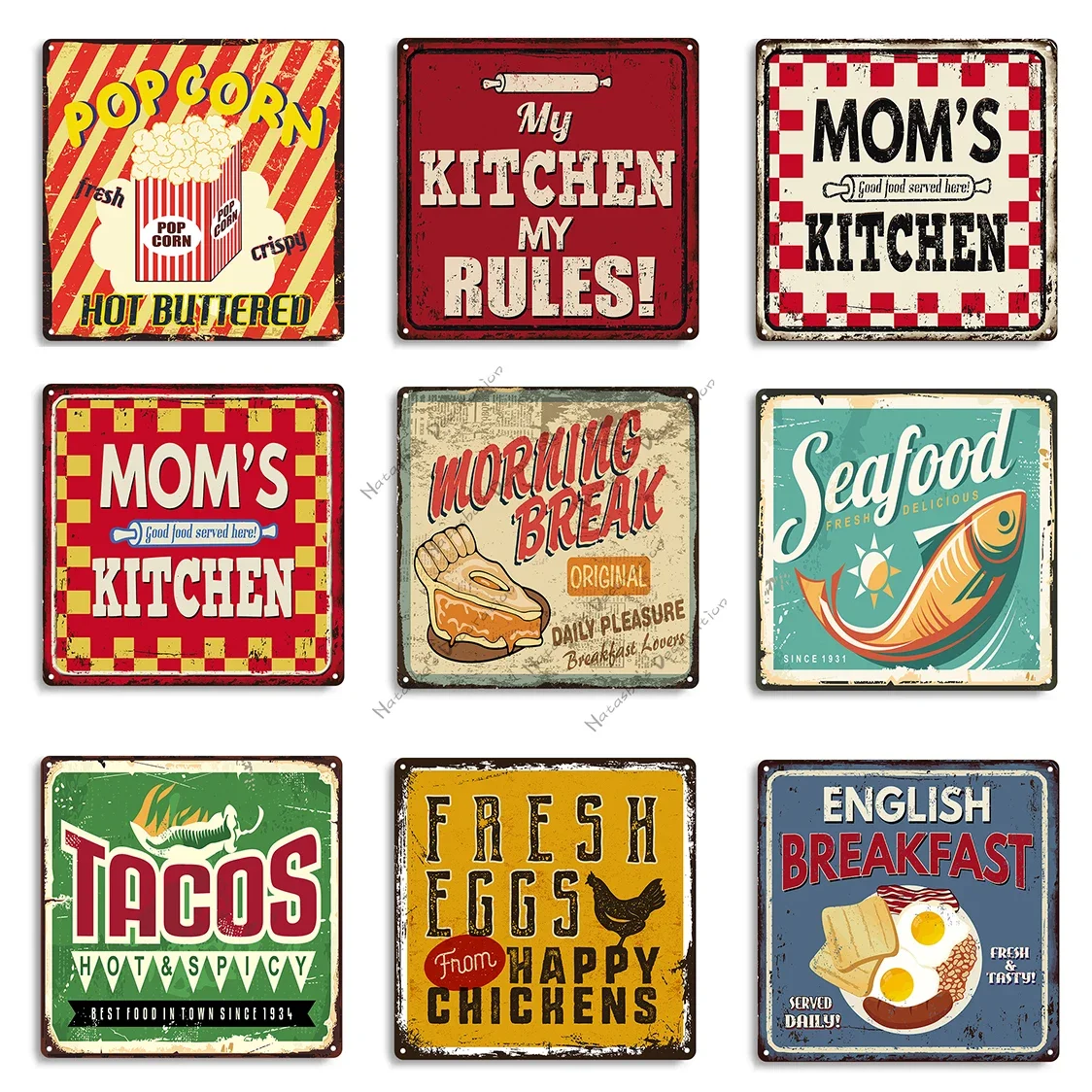 Kitchen Rusty Metal Poster Vintage Poster Home Pub Club Restaurant Wall Decoration Signs Breakfast Metal Tin Sign Metal Plaque