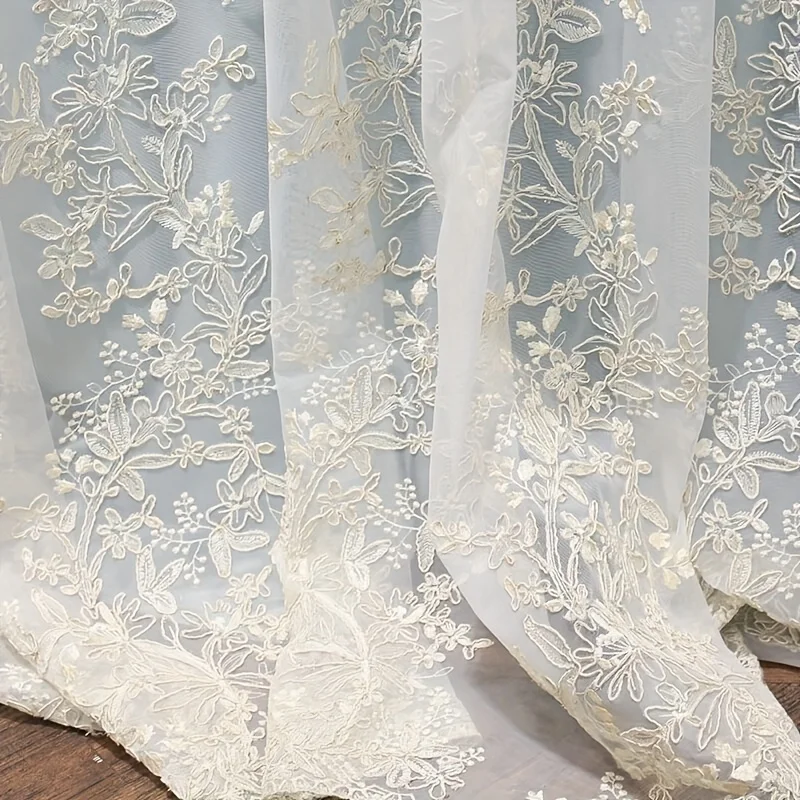 European Full Light Blocking Curtain, French Lace Embroidered Sheer Fabric, Luxurious Princess Style, Multi-Color Options, Iron