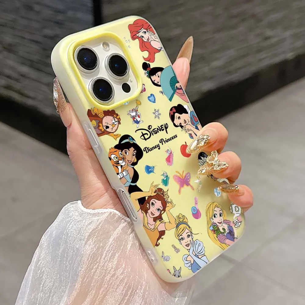 Coque de téléphone princesse Disney, étui à la mode pour iPhone 17 AIR 16 15 14 13 12 11 Pro Max Plus, coque mate au toucher