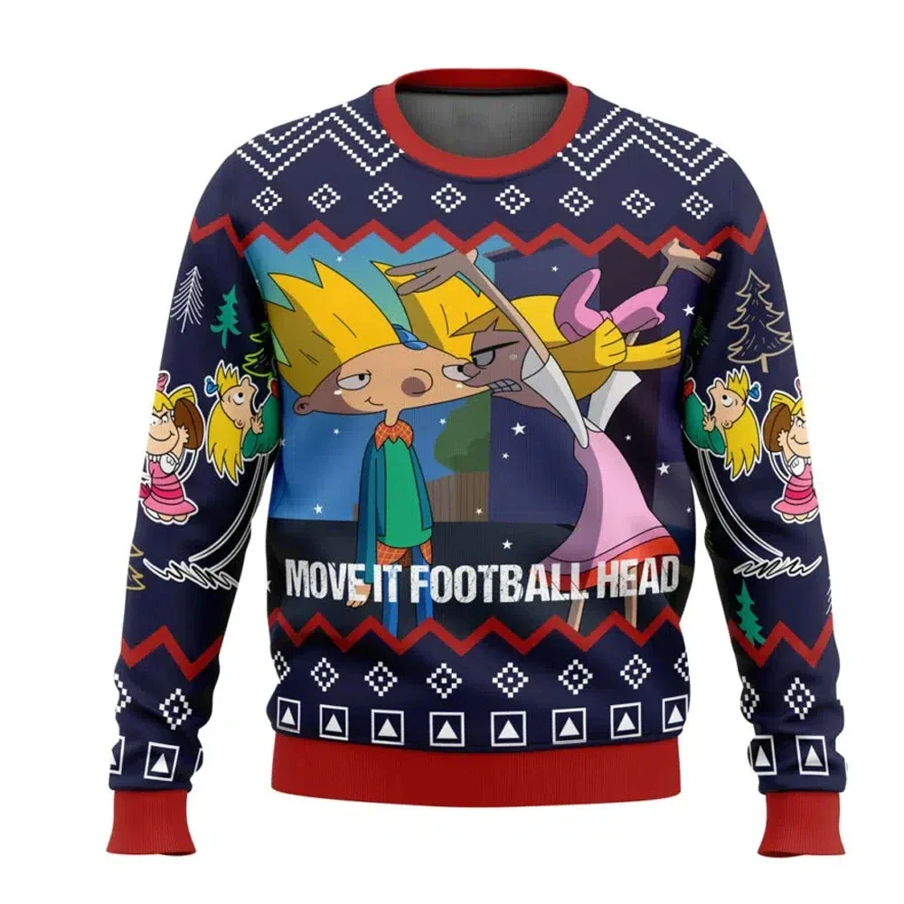 عيد الميلاد يا أرنولد! سترة عيد الميلاد القبيحة كارتون أنيمي النساء الرجال البلوز الأعلى 2025 زوجين جديد هوديي البلوز... #1