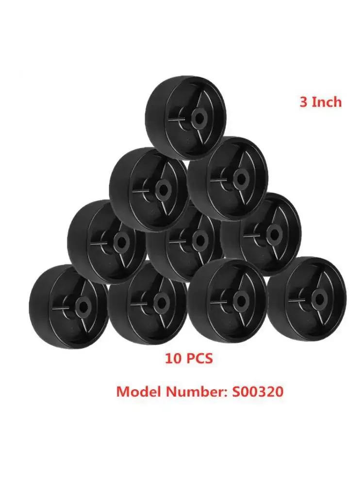 10 Pcs/Lot Caster 3 Inch Black Pp Single Wheel Inner Hole 8mm Machine Equipment Diameter 75mm Plastic