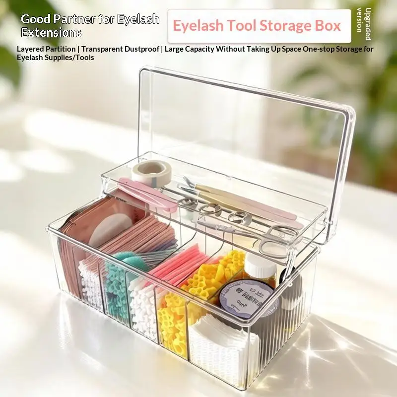 Large Capacity Eyelash Accessory Organizer Box Waterproof Anti Collision for Lash Extension Travel Salon Use