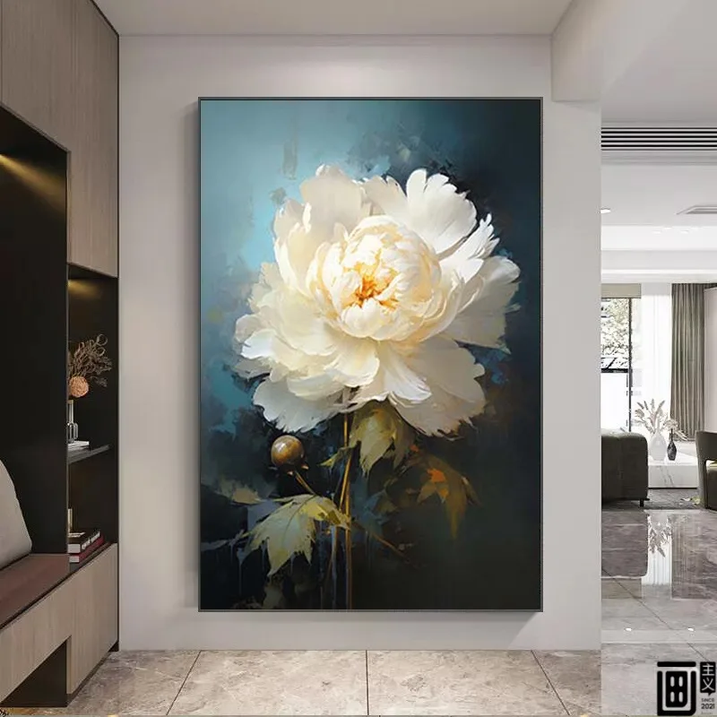 Retro high-end textured decorative painting for living room sofa background wall, luxury floor-standing artwork for entrance foy