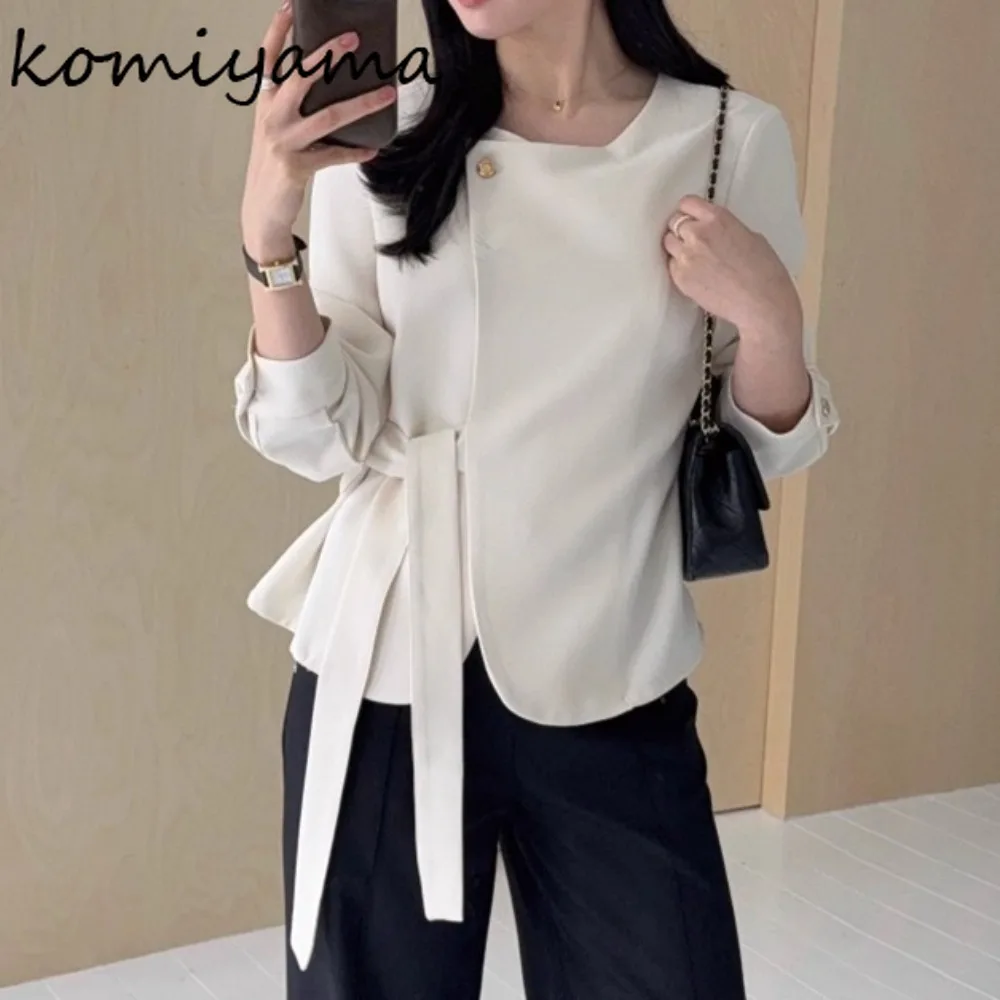

Single Button Bandage 2025 Casaco Small Fragrance Chaquetas De Mujer Tunic Jacket Temperament Jaqueta Feminina Woman Jackets