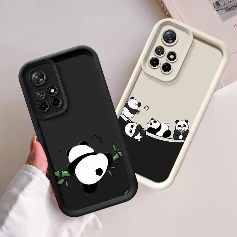 حافظة باندا كرتونية لطيفة لهاتف Xiaomi Redmi Note 13 14 Pro Plus 10 11 12 Pro 12s 11s غلاف ناعم