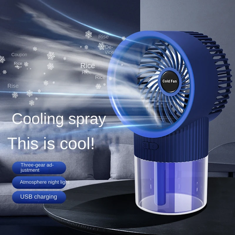 

Promotion! Cooling Fan Mist Air Conditioning Fan USB Charging Humidification Spray Silent Small Fan For Home Office