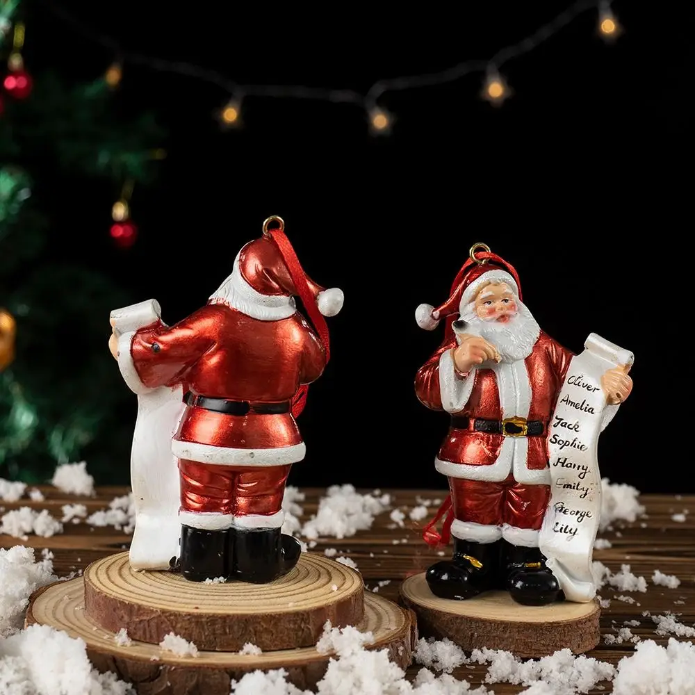 Śliczny Święty Mikołaj Wishlist Statue Żywica Kreskówka Choinka Wisiorek Nordic Zabawna Wesołych Świąt Dekoracja Nowy Rok Materiały eksploatacyjne