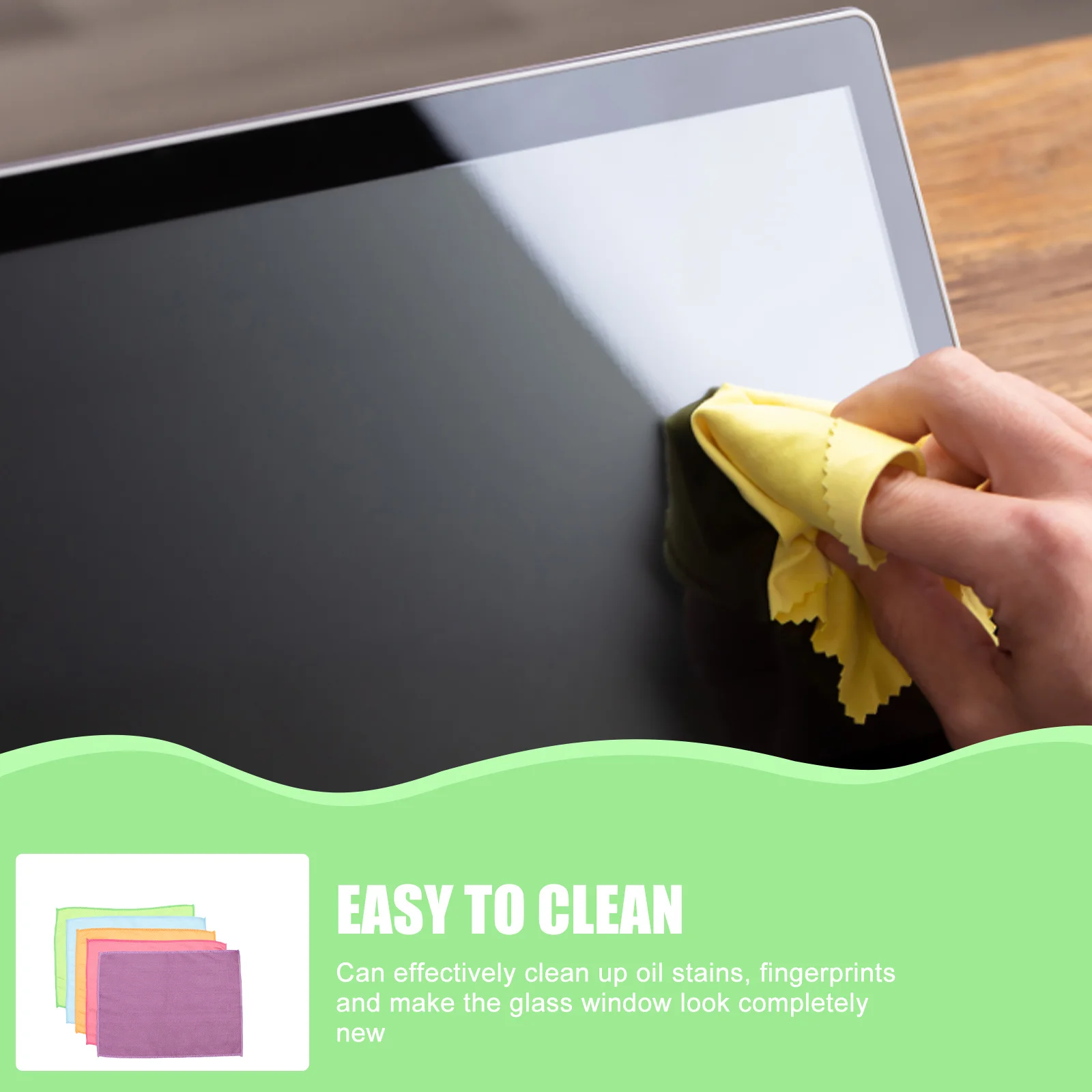 

5pcs Microfiber Cleaning Cloths Soft Reusable Kitchen Glass Car Window Wipes Dust Fingerprints Stain Remover Random Colors