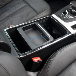 For Audi Q5 Sportback FY SQ5 2017-2024 Accessories Carbon Fiber Car Styling Front Center Console Cup Holder Storage Box Trims