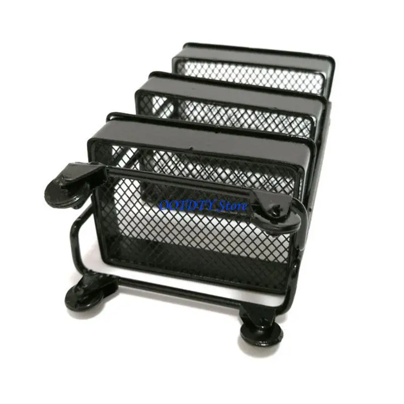 

367A Mini Trolley Floor Storage Rack with Wheel Dollhouse Miniature Furniture Shelf Bookshelf Storage Display Rack Decoration