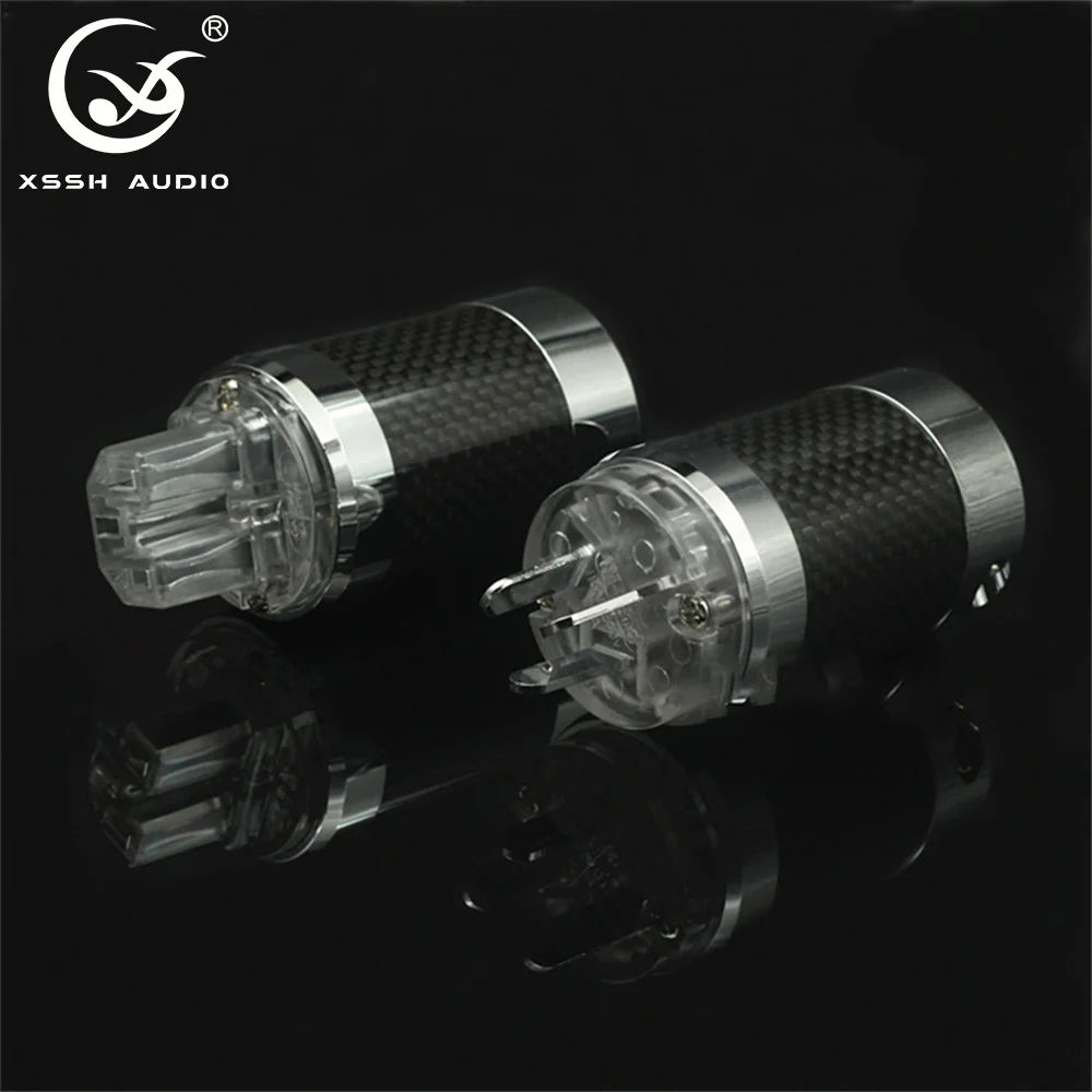 Electrical Jack XSSH YIVO Hi-end US EU IEC Carbon Fiber Tellurium Copper Rhodium Plated DIY 3pins AC Power Cord Plug Connectors