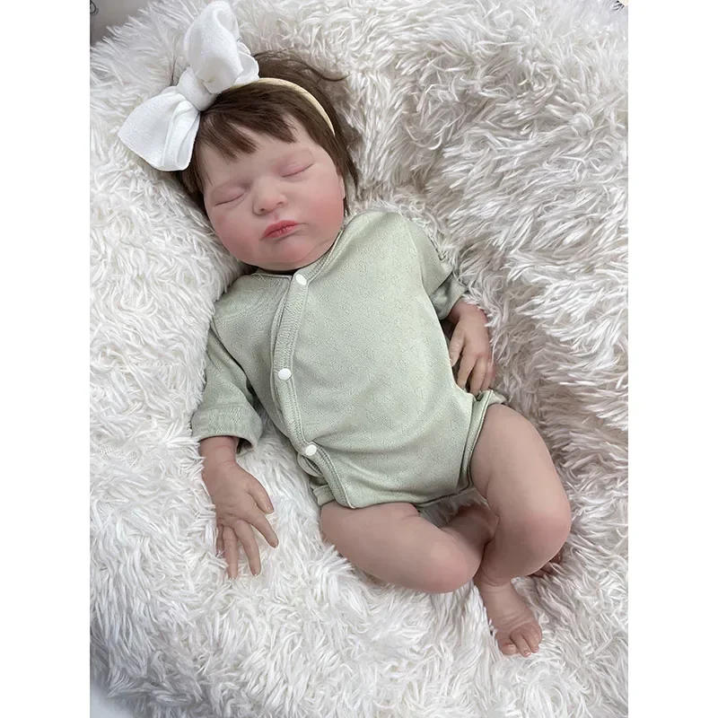 48cm Reborn Baby Doll Laura Sleeping Newborn Baby Doll z ręcznie korzonymi włosami Już pomalowana skóra 3D Muñecas Boneca Reborn