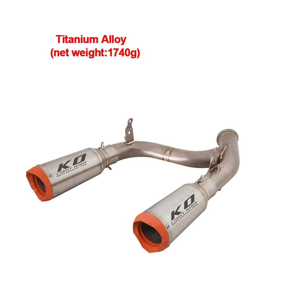 

Motorcycle Modified Exhaust Escape Full System Mid Link Pipe Titanium Alloy Double Muffler For Super Duke 890 890R 2020-2025