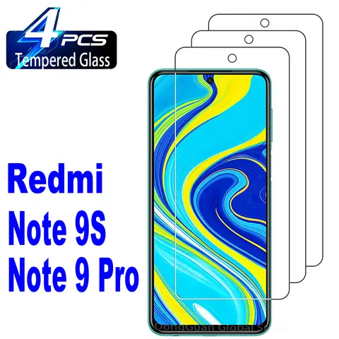 1/4Pcs Tempered Glass For Xiaomi Redmi Note 9 Pro 9S Max Screen Protector Glass Film