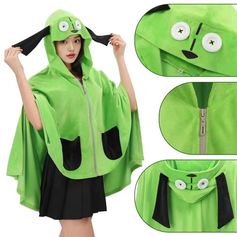 

WENAM ZIM Cosplay Costume Blanket Hoodie Anime Game Invader Casual Hooded Cape Halloween Warm Comfy Air Conditioning Blanket
